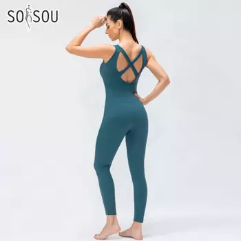 Комплект для йоги SOISOU все в одном, спортивные костюмы, женский спортивный костюм, спортивная одежда, эластичная одежда для фитнеса, тренировок, танцев, тренажерного зала