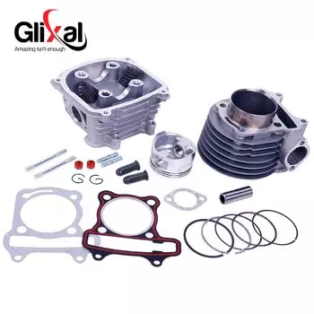 Комплект для ремонта двигателя скутера Glixal GY6 150cc 57,4 мм, головка цилиндра в сборе для 4-тактного скутера 157QMJ, картинга, квадроцикла
