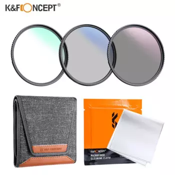 Комплект фильтров K & F Concept ND4 MCUV CPL(3 шт.), поляризатор нейтральной плотности, набор УФ-фильтров с чистящей тканью и фильтрующим пакетом 37 мм-82 мм