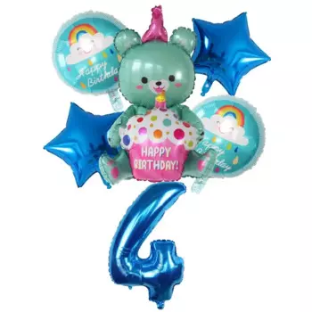 Комплект фольгированных шаров LQVYI с медвежонком 1 2 3 4 года