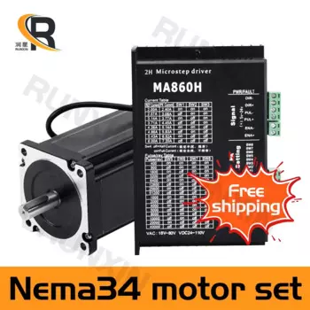 Комплект гибридного 2-фазного шагового двигателя RXTNC Nema34 86, драйвер 2,4n 4,5n. m 8,5n. m 12N.m + MA860H с вентилятором для гравировального 3D-принтера с ЧПУ