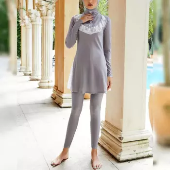 Комплект из 3 предметов, мусульманские женские купальники, буркини, хиджаб, топы, брюки, исламские купальные костюмы, купальный костюм, пляжная одежда