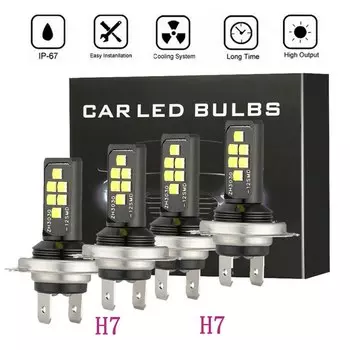 Комплект из 4 светодиодных ламп H7 + H7 3830 Вт 574500LM для фар дальнего и ближнего света, 4 лампочки 6000K