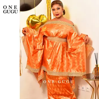 Комплект из двух предметов, Африканское платье Базина с лодочкой для женщин, свадебное платье для невесты, женское платье, традиционное роскошное Дашики