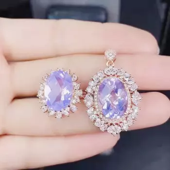 Комплект из колье и подвески, из серебра 925 пробы