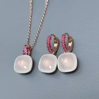 Комплект из колье и серёг, 12,6 мм, с фианитом