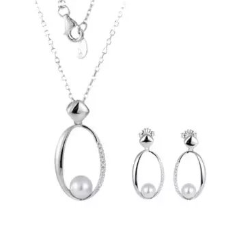 Комплект из колье и серёг, из серебра 925 пробы