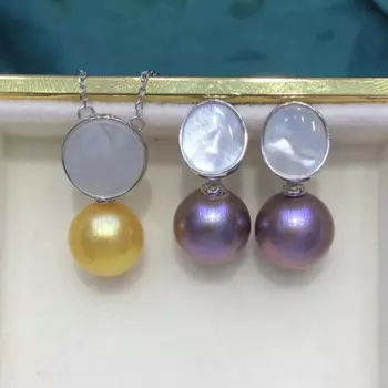 Комплект из колье и серёг, из серебра 925 пробы