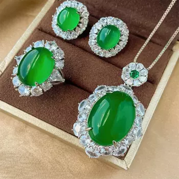 Комплект из колье и серёг, из серебра 925 пробы