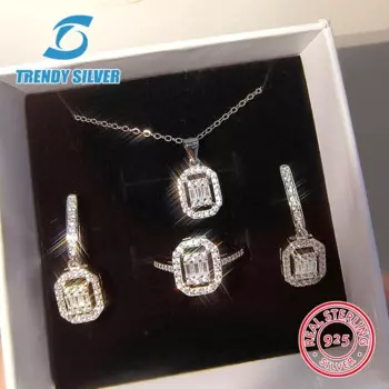 Комплект из колье и серёг, из серебра 925 пробы