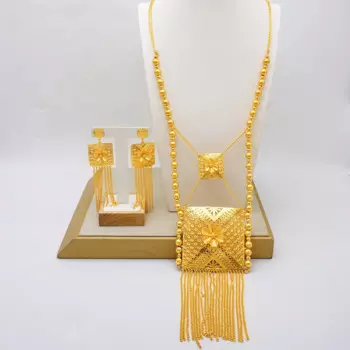 Комплект из колье и серёг, под золото 24 к