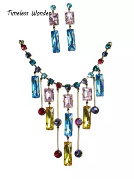 Комплект из колье и серёг, с кристаллами