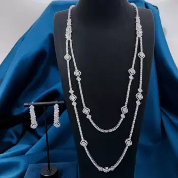 Комплект из колье и серёг, с фианитом