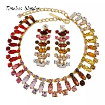 Комплект из колье и серёг, с кристаллами