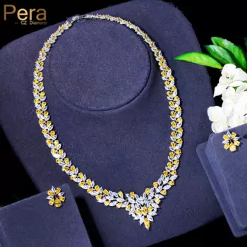 Комплект из колье и серёг, с фианитом