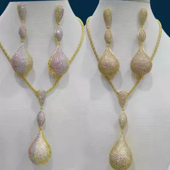 Комплект из колье и серёг, с фианитом