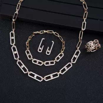 Комплект из колье и серёг, с фианитом, N0417