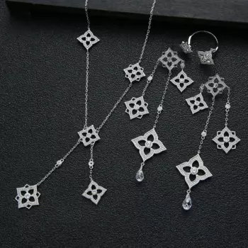 Комплект из колье и серёг, с фианитом, N0474