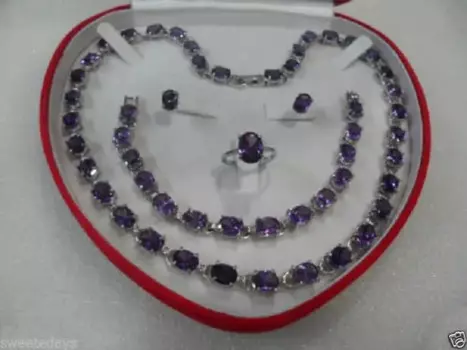 Комплект из колье и серёг, с аметистом