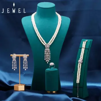 Комплект из колье, серёг и браслета, с жемчугом