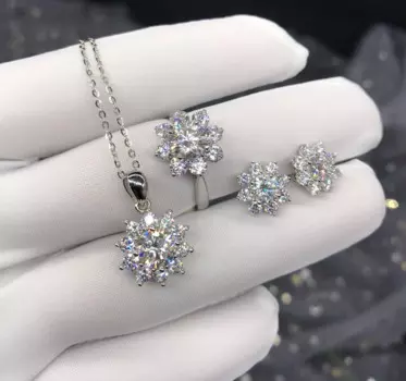 Комплект из колье, серёг и кольца, из серебра 925 пробы кольца серьги серьги кольца