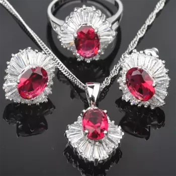 Комплект из колье, серёг и кольца, с фианитом