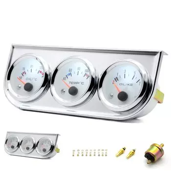 Комплект измерителей давления масла 3 в 1, 52 мм, с белым циферблатом и датчиком