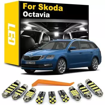 Комплект ламп для салона белые светодиодные с Canbus, для шкода Октавия, 1, 2, 3, MK1, MK2, MK3, седана Комби (1996-2017)