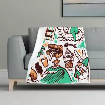 Комплект летних пляжных одеял Vibes48 x 32 дюйма, прочная и удобная кровать с рисунком дельфина, ананаса, серфинга, парусной пальмы
