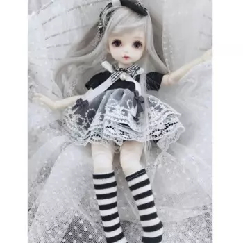 Комплект одежды для куклы BJD, подходит для шарнирной девочки размера 1/6, милая черно-белая кружевная юбка, аксессуары для кукол (три точки)