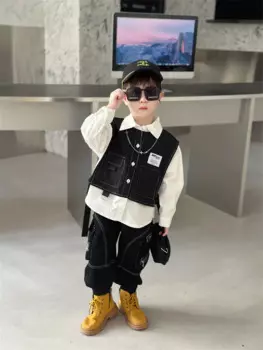 Комплект одежды для мальчиков 2-10 лет, рубашка и брюки в стиле пэчворк, модный костюм, осень-весна