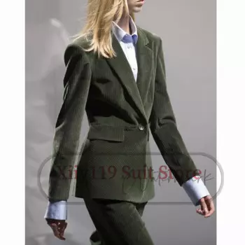 Комплект одежды в Корейском стиле, новинка 2024, Женский вельветовый костюм, костюм из двух предметов для работы, костюм, брючные комплекты, женская одежда, брюки