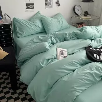 Комплект постельного белья Dreamreal из промытого хлопка 4 шт., двуспальный