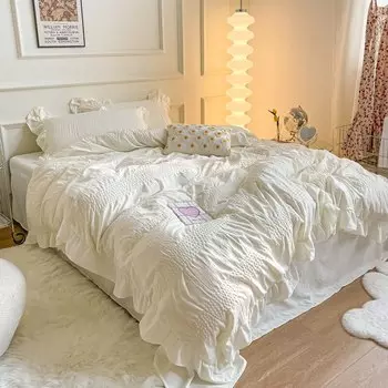 Комплект постельного белья Fat Fairy HOME TEXTILE из микрофибры, белый, 4 шт