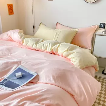 Комплект постельного белья Ins Style Wash из хлопка, однотонный Комплект постельного белья, пододеяльник, простыня, наволочка, простыня, мягкое одеяло, Комплект постельного белья