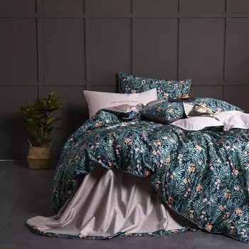 Комплект постельного белья IvaRose HOME TEXTILE из египетского хлопка 4/6 шт. Фламинго лист
