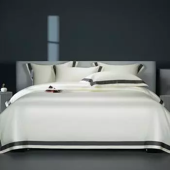 Комплект постельного белья IvaRose HOME TEXTILE 1400TC египетский хлопок белый серый