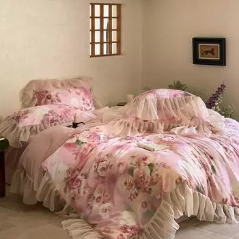 Комплект постельного белья IvaRose HOME TEXTILE из хлопка с цветочным принтом