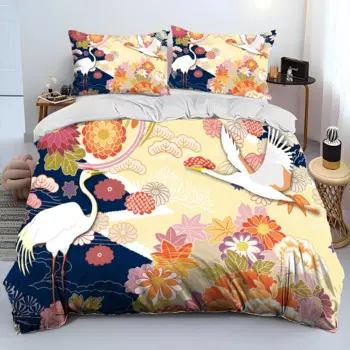 Комплект постельного белья в китайском стиле с красным короной и птицами, пододеяльник, комплект постельного белья, пододеяльник, наволочка, комплект постельного белья Queen для взрослых