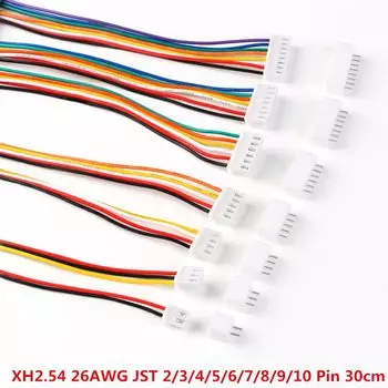 Комплект разъемов JST XH2.54 Your Cee 2/3/4/5/6/7/8/9/10 Pin 300 мм 26AWG