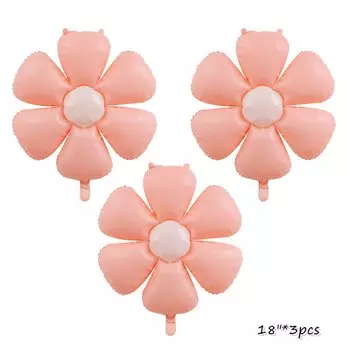 Комплект розовый воздушный шар с ромашкой Partism