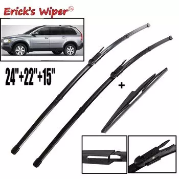 Комплект щеток стеклоочистителя Erick переднего и заднего стеклоочистителя для Volvo XC90 2004-2006, щетки от дождя для лобового стекла 24 "+ 22" + 15"