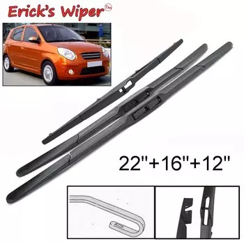Комплект щеток стеклоочистителя Erick's переднего и заднего стеклоочистителя для Kia Picanto SA MK1 2004-2011, щетки для лобового стекла 22 "+ 16" + 12"