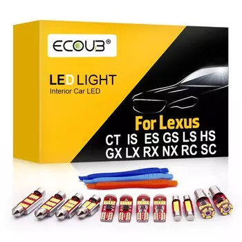 Комплект светодиодсветильник ламп для интерьера, лампы для Lexus CT IS ES GS LS HS GX LX RX NX RC SC, купольная карта, внутренний багажник, светодиодный комплект для обновления