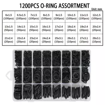 Комплект уплотнительных колец NBR 1200 шт., 24 размера