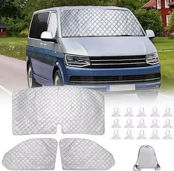 Комплект внутренних термозащитных окон для VW T5 T6, 3 шт., солнцезащитный козырек, комплект защиты ветрового стекла