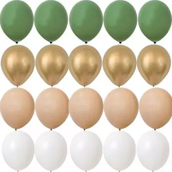 Комплект воздушных шаров Partism 15/20 шт., зеленый, белый, золотой