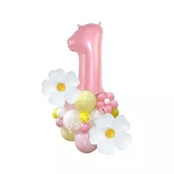 Комплект воздушных шаров Partism с ромашкой и цифрой для праздника