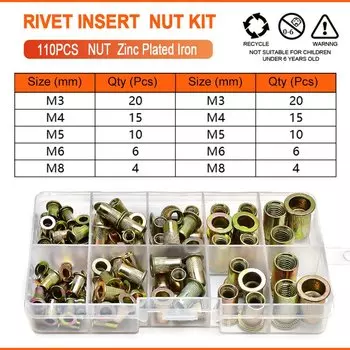 Комплект заклепочных вставок NEWHONGHUIDA M3 M4 M5 M6 M8