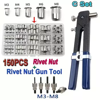 Комплект заклепок и гаек LETIITTGOO из нержавеющей стали M3/M4/M5/M6/M8 + пистолет для заклепок